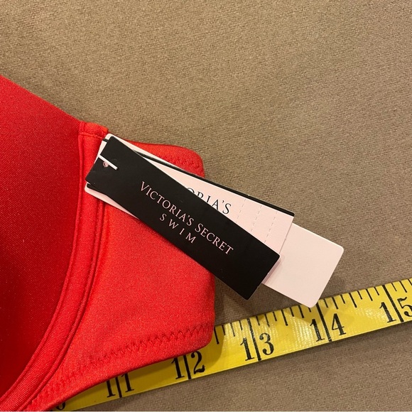 Victoria’s Secret Bling Rhinestone Logo Straps Push Up Bikini Top Red Sz 34B NWT - Picture 9 of 11